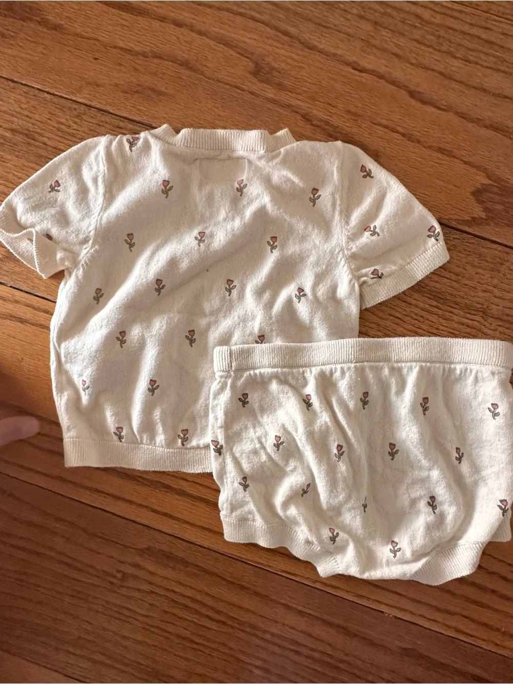 Little Planet Sweater Top and Bloomer Set - Cream with Tulips